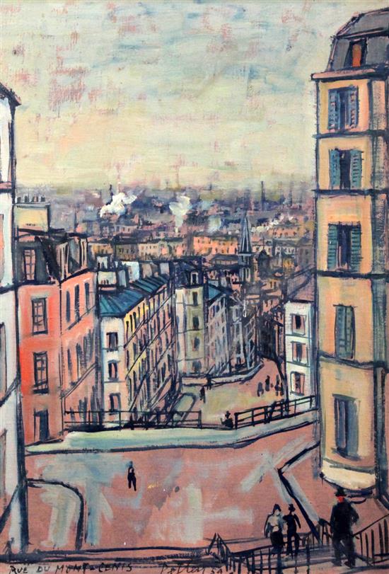 Llewellyn Petley-Jones (1908-1986) View from Rue de Mont Cenis, Paris 25.5 x 18in.